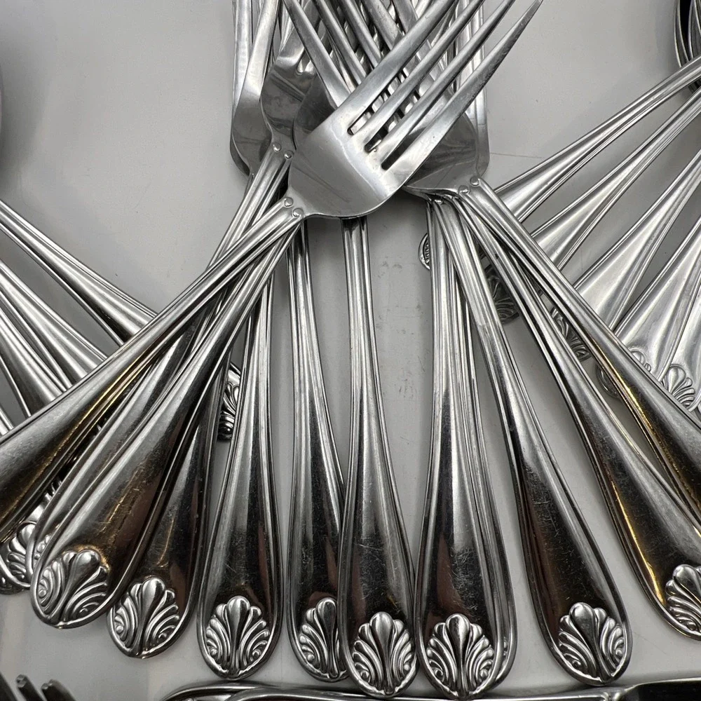 Towle Everyday London Shell Stainless Flatware 48 Pc Set Service for 12+11 Extra